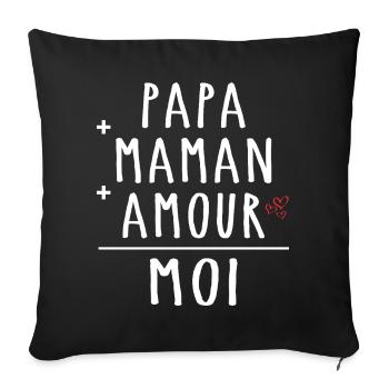PAPA + MAMAN + AMOUR = MOI - Cadeau Mignon Enfants - Housse de coussin décorative 45 x 45 cm - noir - Devant