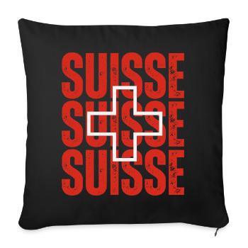 Flag of Switzerland, Swiss pride - Sofa pillowcase 17,3'' x 17,3'' (45 x 45 cm) - black - Front