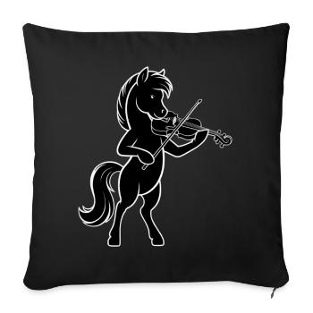 Cheval avec violon pour violonistes et violonistes - Housse de coussin décorative 45 x 45 cm - noir - Devant