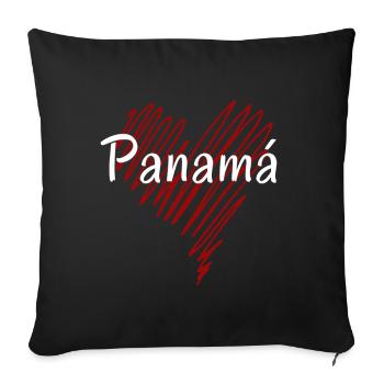 J’aime le Panama, fierté panaméenne - Housse de coussin décorative 45 x 45 cm - noir - Devant