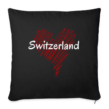 Ich liebe die Schweiz, stolze Schweizerin - Sofakissenbezug 45 x 45 cm - Schwarz - Vorne