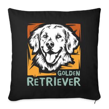 Golden Retriever Dog in Vintage Colors Icon - Sofa pillowcase 17,3'' x 17,3'' (45 x 45 cm) - black - Front