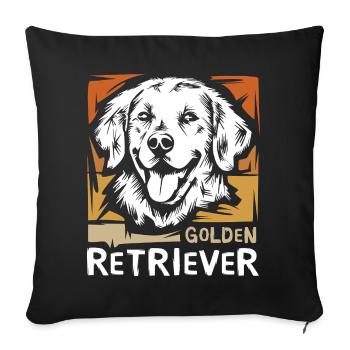 Illustration rétro golden retriever pour les fans de chiens - Housse de coussin décorative 45 x 45 cm - noir - Devant