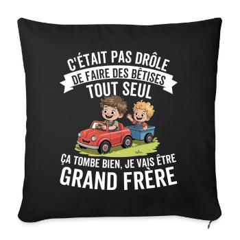 Futur Grand Frère Rigolo - Housse de coussin décorative 45 x 45 cm - noir - Devant