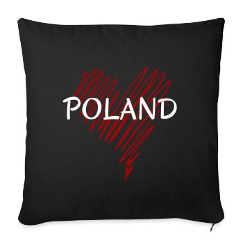 I love Poland, my heart is in Poland - Sofa pillowcase 17,3'' x 17,3'' (45 x 45 cm) - black - Front