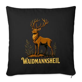 Waidmannsheil Hirsch Jäger - Sofakissenbezug 45 x 45 cm - Schwarz - Vorne