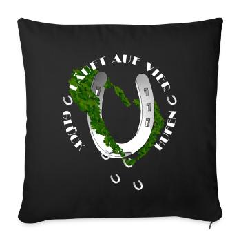 Nature-inspired horseshoe with clover - Sofa pillowcase 17,3'' x 17,3'' (45 x 45 cm) - black - Front