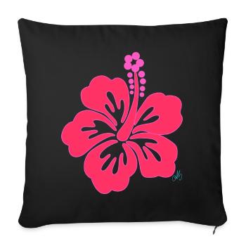 Bright Pink Tropical Hibiscus Flower - Sofa pillowcase 17,3'' x 17,3'' (45 x 45 cm) - black - Front