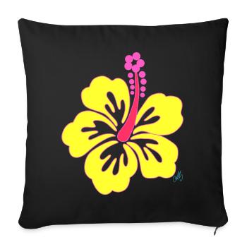 Yellow tropical Hibiscus flower - Sofa pillowcase 17,3'' x 17,3'' (45 x 45 cm) - black - Front
