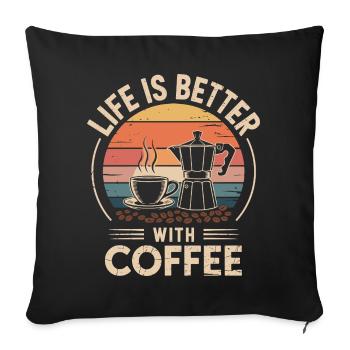 Illustration de joie de vivre avec le café - Housse de coussin décorative 45 x 45 cm - noir - Devant