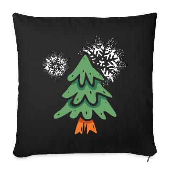 Sapin de Noël avec des flocons de neige - Housse de coussin décorative 45 x 45 cm - noir - Devant