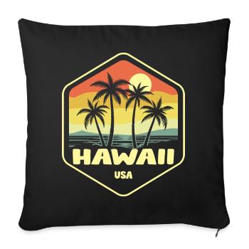 Hawaii Palmiers Crépuscule Vintage - Housse de coussin décorative 45 x 45 cm - noir - Devant
