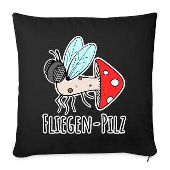 Fly agaric - half fly, half mushroom - Sofa pillowcase 17,3'' x 17,3'' (45 x 45 cm) - black - Front
