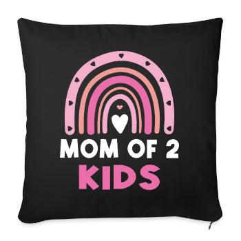 Mama von 2 Kindern Beste Mama Muttertag - Sofakissenbezug 45 x 45 cm - Schwarz - Vorne