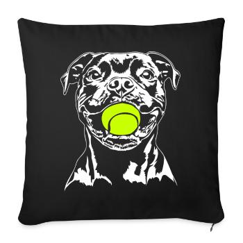Staffordshire Bull Terrier Ball Junkie Wilsigns - Housse de coussin décorative 45 x 45 cm - noir - Devant