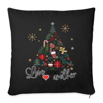 Christmas tree decorated - Sofa pillowcase 17,3'' x 17,3'' (45 x 45 cm) - black - Front