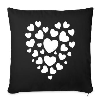 Heart Pattern Contrast Print Heart Design - Sofa pillowcase 17,3'' x 17,3'' (45 x 45 cm) - black - Front
