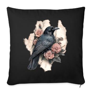 Raven Vintage Roses - Sofa pillowcase 17,3'' x 17,3'' (45 x 45 cm) - black - Front