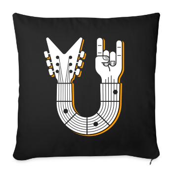 Rock Hand Guitar Emblem - Sofa pillowcase 17,3'' x 17,3'' (45 x 45 cm) - black - Front