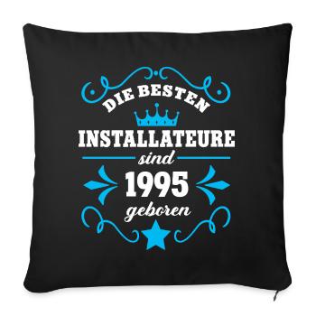 Anniversaire du plombier Né en 1995 Collègues nés - Housse de coussin décorative 45 x 45 cm - noir - Devant