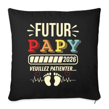 Futur Papy 2026 Style Vintage - Housse de coussin décorative 45 x 45 cm - noir - Devant