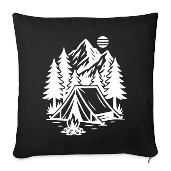 Camping Zelt Berge Wald - Sofakissenbezug 45 x 45 cm - Schwarz - Vorne