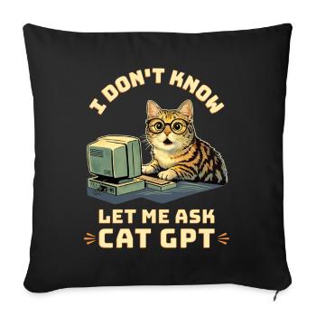 Cat GPT funny AI - Sofa pillowcase 17,3'' x 17,3'' (45 x 45 cm) - black - Front