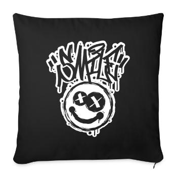 Lettres Smile Face Graphitti - Housse de coussin décorative 45 x 45 cm - noir - Devant