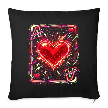 As de cœur Costume de cartes à jouer Poker de carnaval Drôle - Housse de coussin décorative 45 x 45 cm - noir - Devant