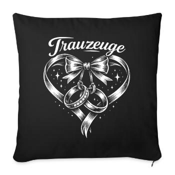 Herz Schleife Ringe Trauzeichen - Sofakissenbezug 45 x 45 cm - Schwarz - Vorne