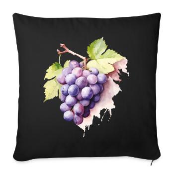 Grappe d’aquarelle de raisins - Housse de coussin décorative 45 x 45 cm - noir - Devant