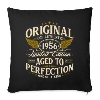 Cadeau rétro vintage pour le 70e anniversaire de 1956 - Housse de coussin décorative 45 x 45 cm - noir - Devant