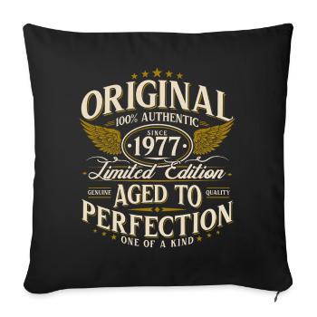 Cadeau d’anniversaire Born Vintage 1977 - Housse de coussin décorative 45 x 45 cm - noir - Devant