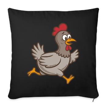 Chicken Running Hen Rooster Running Rooster Running Chickens - Sofa pillowcase 17,3'' x 17,3'' (45 x 45 cm) - black - Front