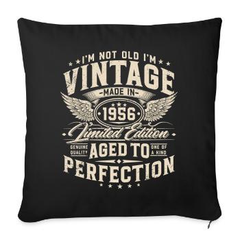 Cadeau rétro vintage pour le 70e anniversaire de 1956 - Housse de coussin décorative 45 x 45 cm - noir - Devant