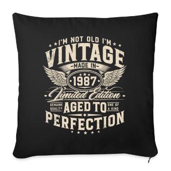 Vintage, 1987, Vintage, Cadeau d’anniversaire - Housse de coussin décorative 45 x 45 cm - noir - Devant