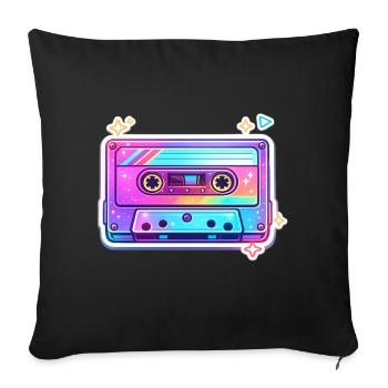 Neon Rainbow Cassette Sticker - Sofa pillowcase 17,3'' x 17,3'' (45 x 45 cm) - black - Front
