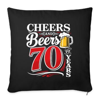 Cheers and Beers to 70 Years – Birthday Saying - Sofa pillowcase 17,3'' x 17,3'' (45 x 45 cm) - black - Front