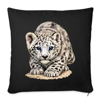 Sia Snow Leopard - Sofa pillowcase 17,3'' x 17,3'' (45 x 45 cm) - black - Front