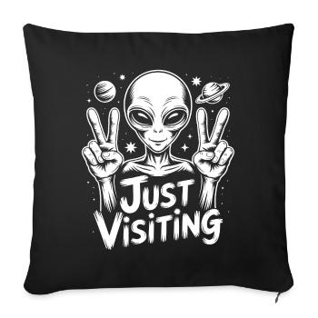 Alien Peace Visitor - Sofa pillowcase 17,3'' x 17,3'' (45 x 45 cm) - black - Front