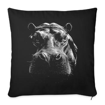 Hippopotame - Housse de coussin décorative 45 x 45 cm - noir - Devant