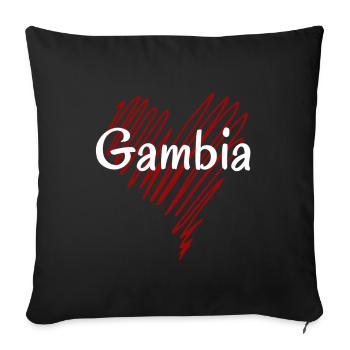 J’aime la Gambie, c’est le cœur de la Gambie - Housse de coussin décorative 45 x 45 cm - noir - Devant