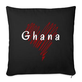 J’aime le Ghana, le cœur du Ghana - Housse de coussin décorative 45 x 45 cm - noir - Devant