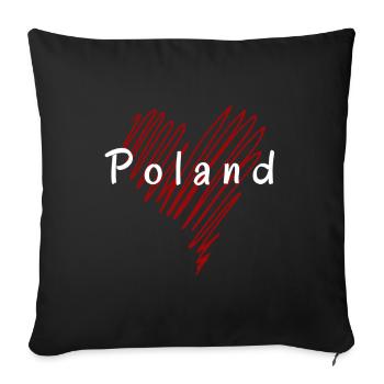J'aime la Pologne, mon cœur est en Pologne - Housse de coussin décorative 45 x 45 cm - noir - Devant