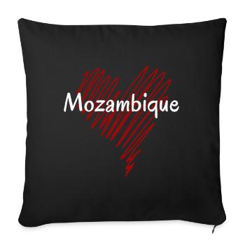 J’aime le Mozambique, le Mozambique de cœur - Housse de coussin décorative 45 x 45 cm - noir - Devant