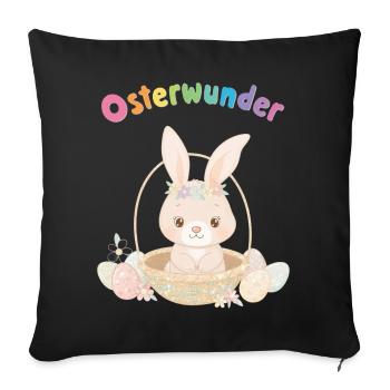 Osterwunder Häschen im Korb - Sofakissenbezug 45 x 45 cm - Schwarz - Vorne
