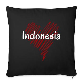 J’aime l’Indonésie, le cœur Indonésie - Housse de coussin décorative 45 x 45 cm - noir - Devant