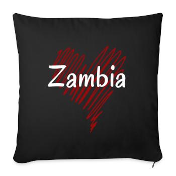 Ich liebe Sambia, Herz Sambia - Sofakissenbezug 45 x 45 cm - Schwarz - Vorne