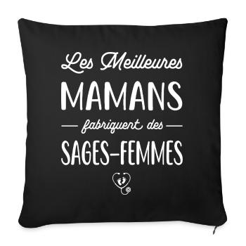Les meilleures mamans fabriquent des sages-femmes - Housse de coussin décorative 45 x 45 cm - noir - Devant