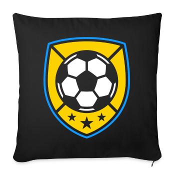 Emblème du ballon de football jaune - Housse de coussin décorative 45 x 45 cm - noir - Devant